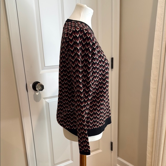 Gerard Darel Paris - Chevron Pattern Sweater in Black/Tan/Burgundy - Size 2 - Picture 3 of 6